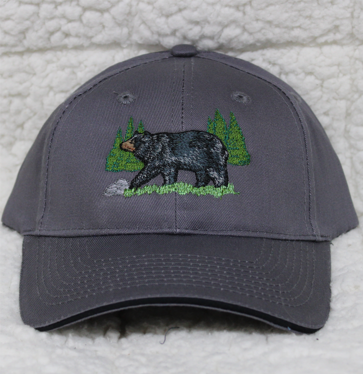 Black bear wildlife scene embroidered hat