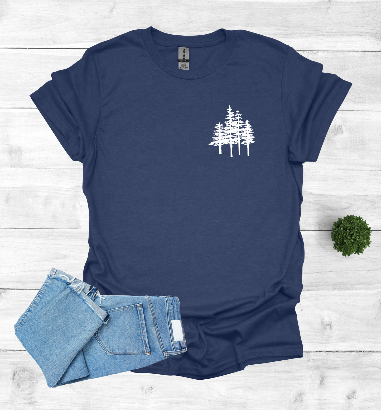 Pine trees chest design on a T-Shirt