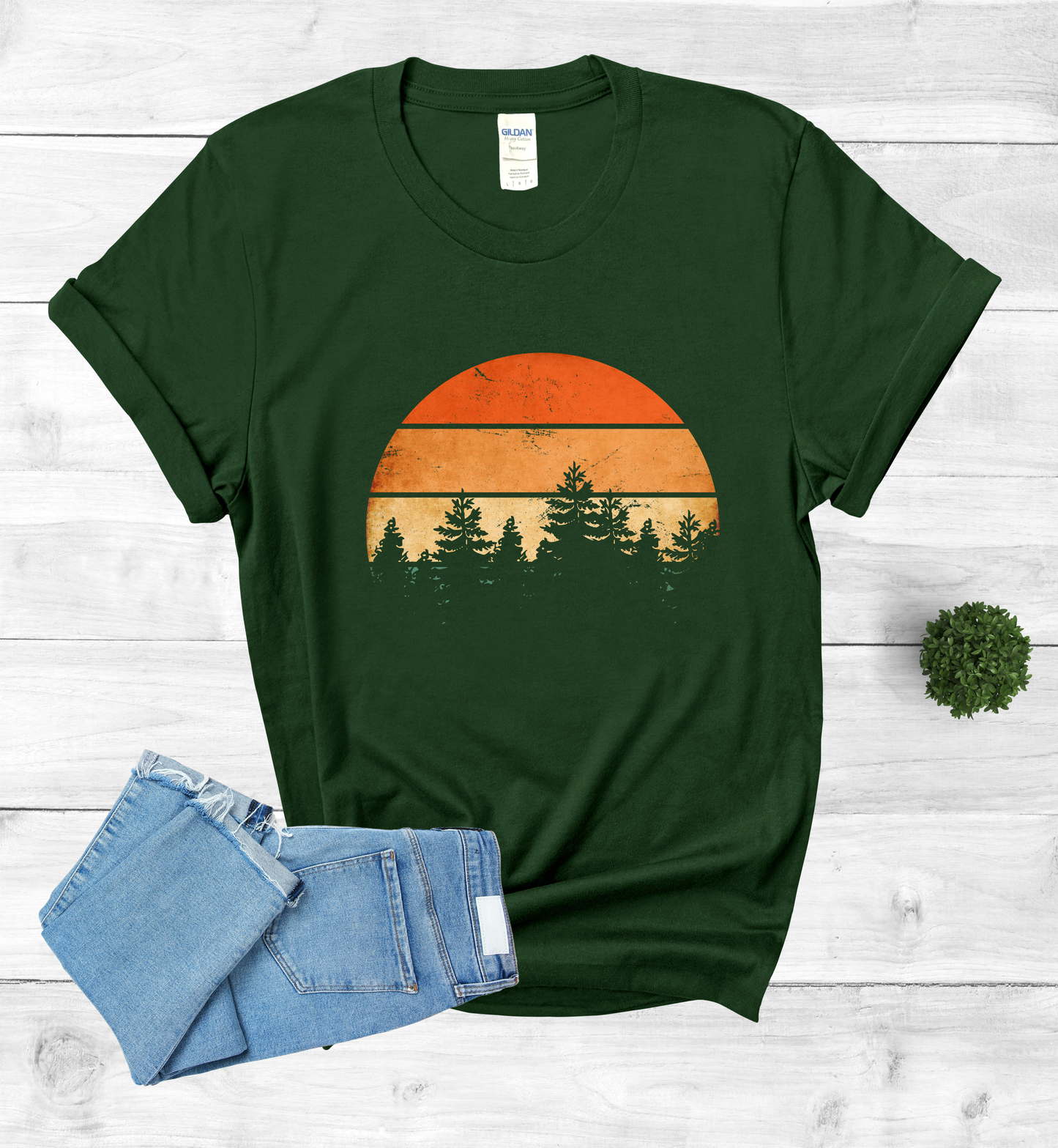 Beautiful Retro Pine Tree forest, Retro sunset Shirt