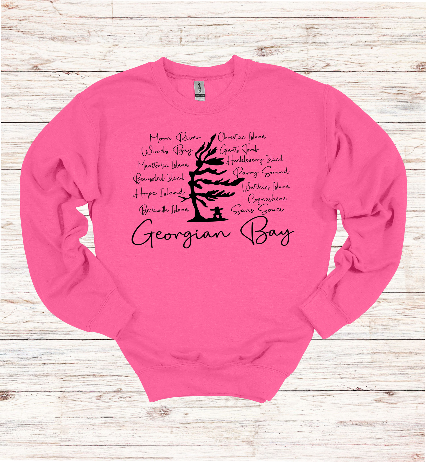 Georgian Bay Wind Swept Pine Tree with Island names