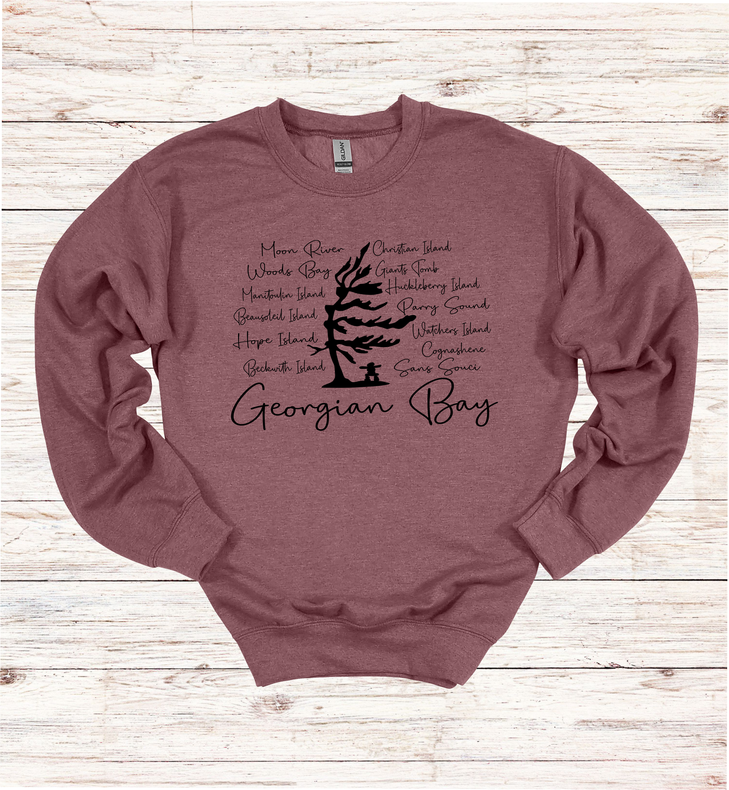 Georgian Bay Wind Swept Pine Tree with Island names