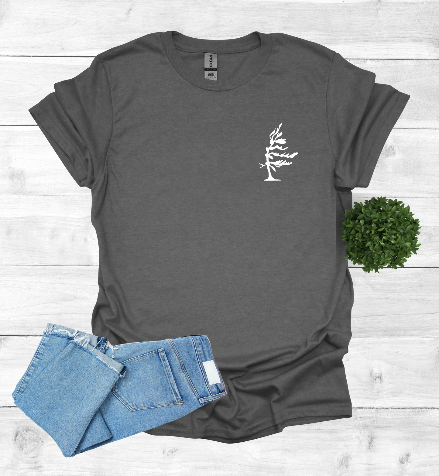 Wind Swept Pine Tree Chest Logo