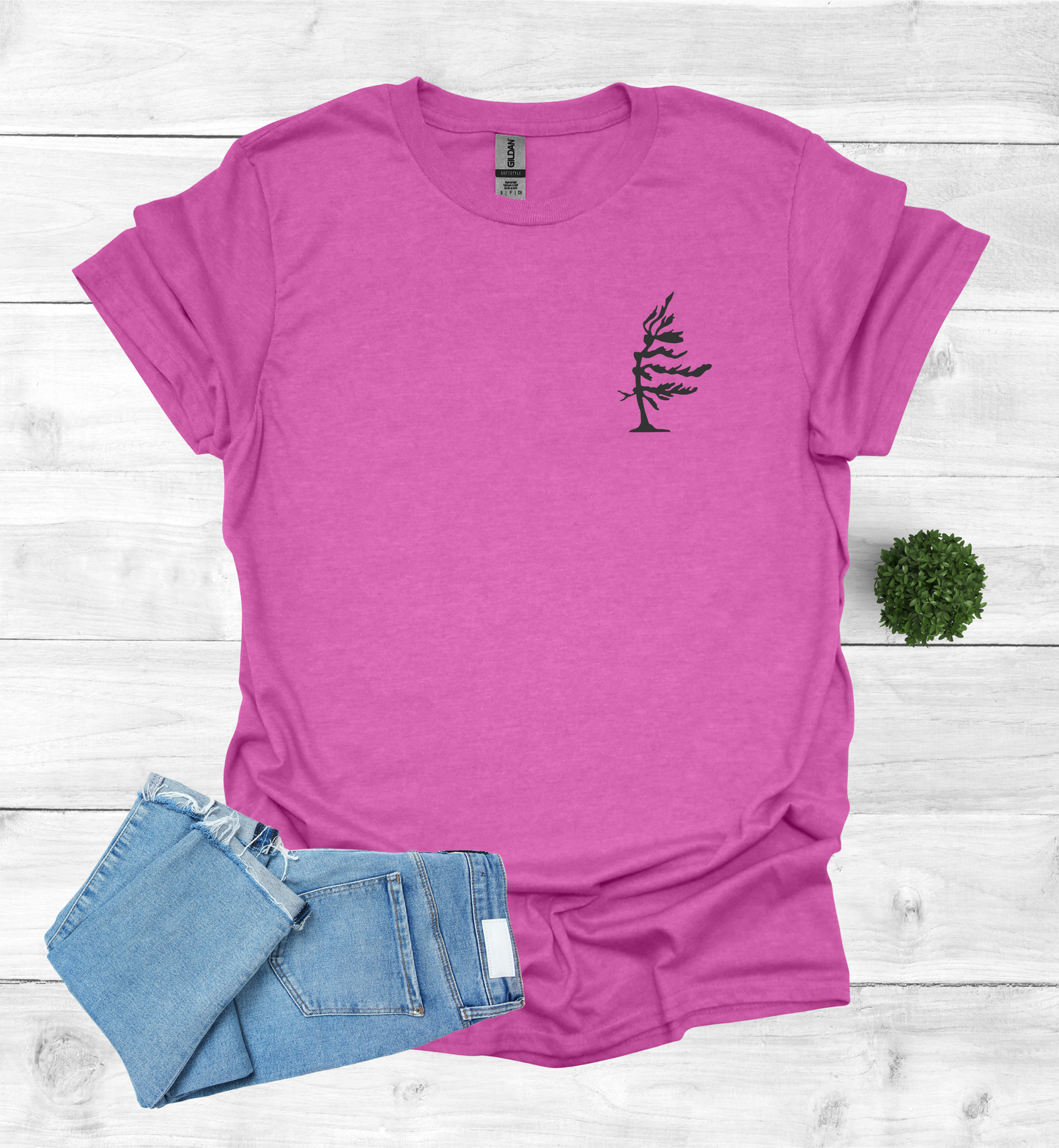 Wind Swept Pine Tree Chest Logo