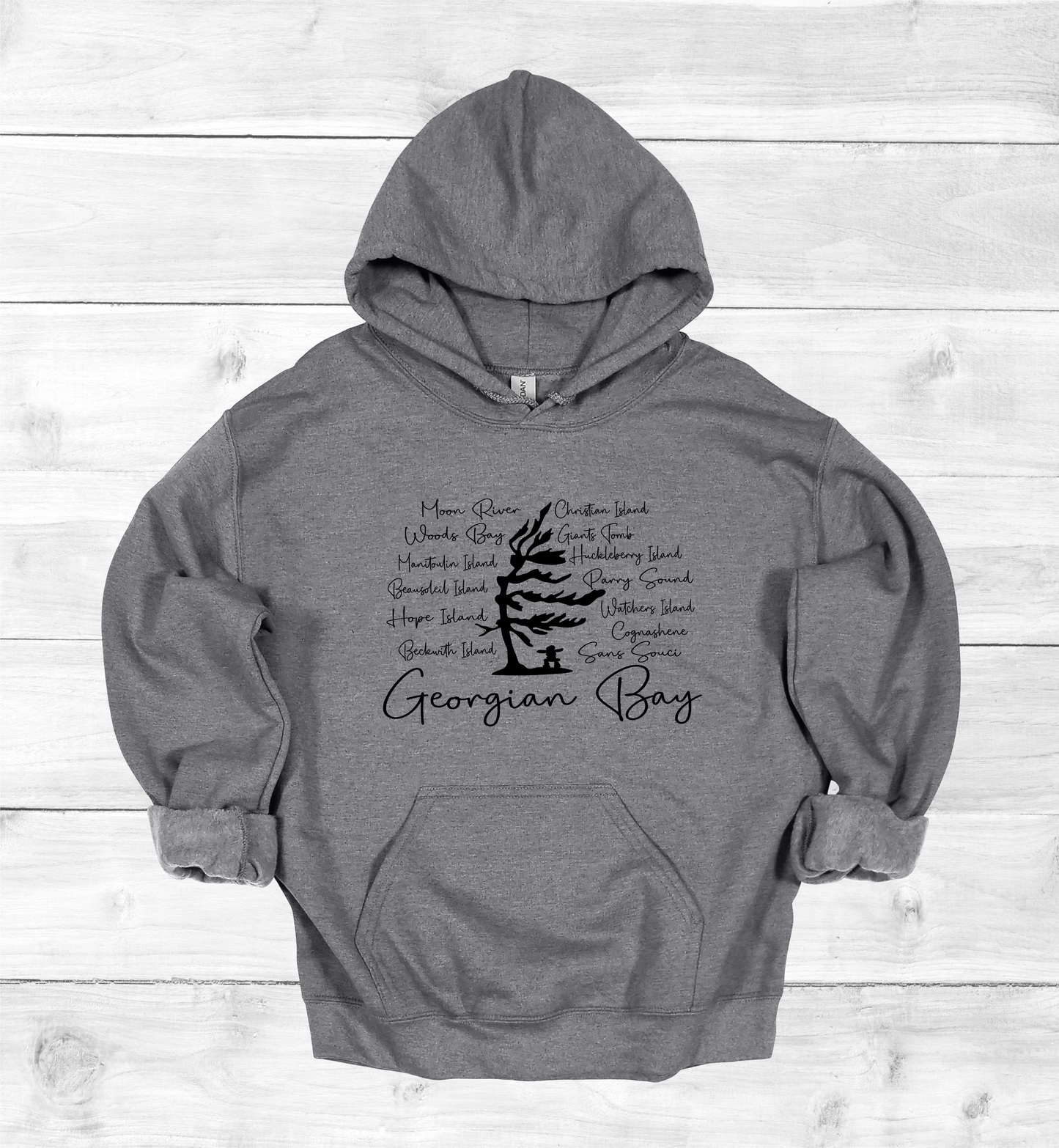 Georgian Bay with Island names Hoodie
