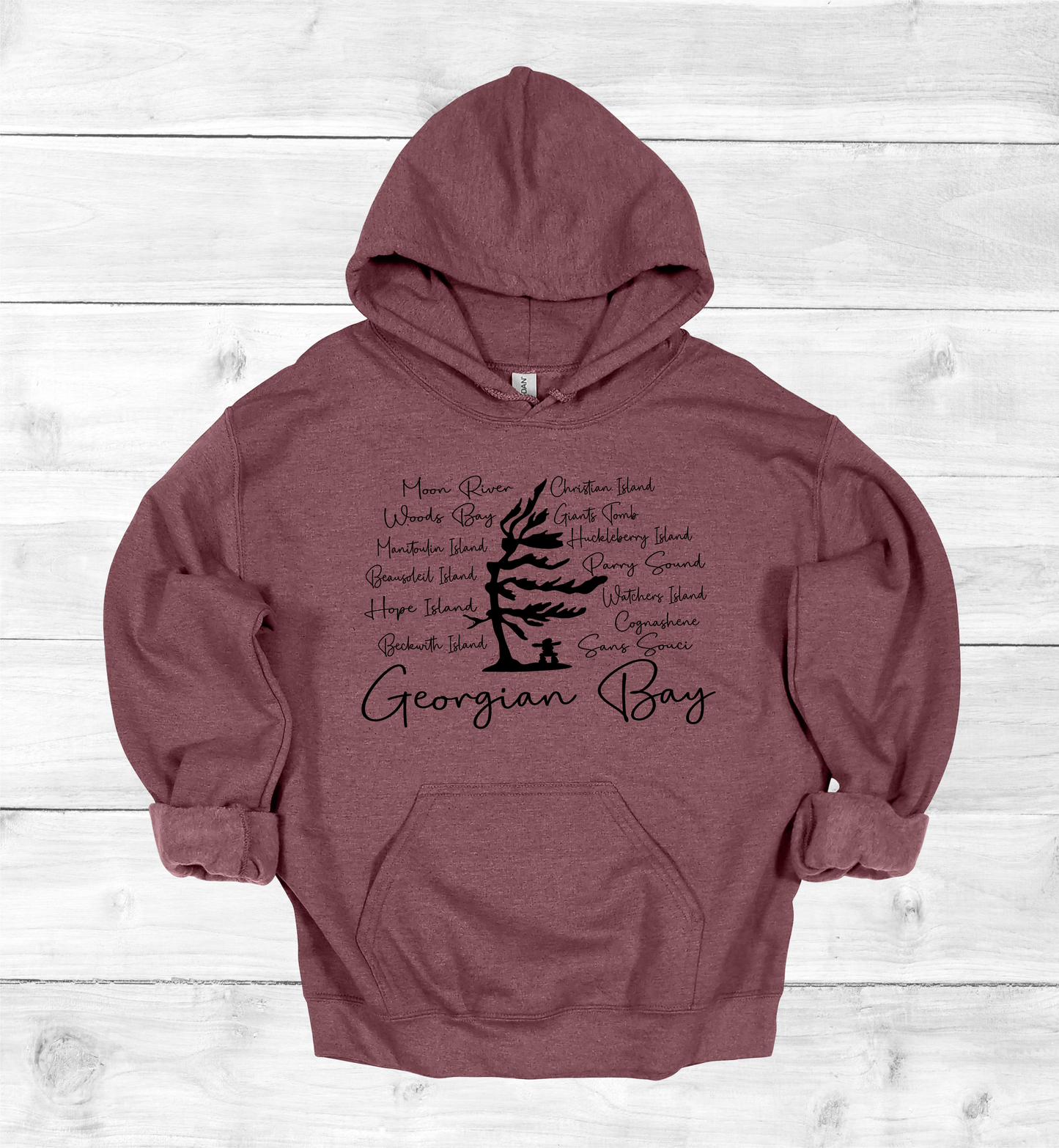 Georgian Bay with Island names Hoodie