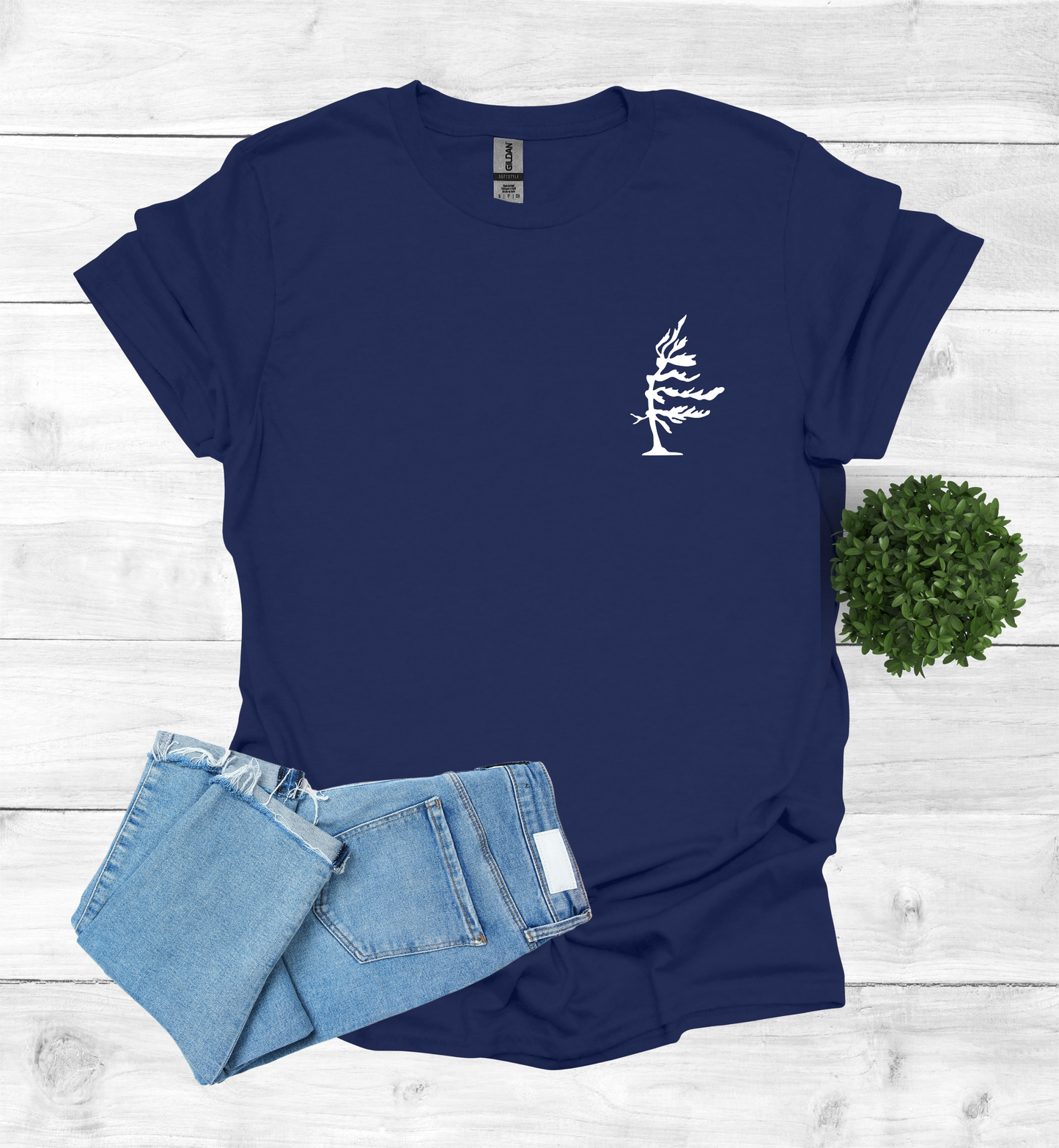 Wind Swept Pine Tree Chest Logo