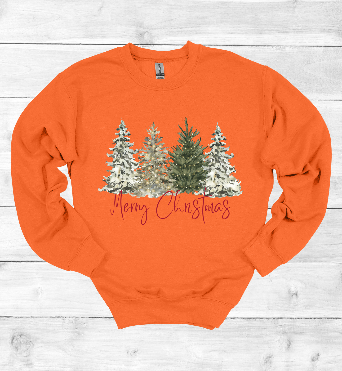 Merry Christmas with Watercolor Christmas Trees