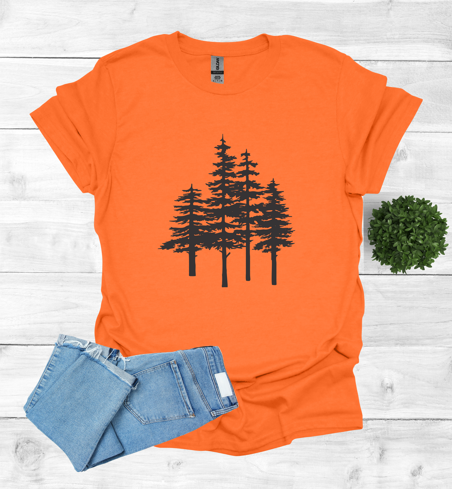 A unique pine trees design on a T-Shirt