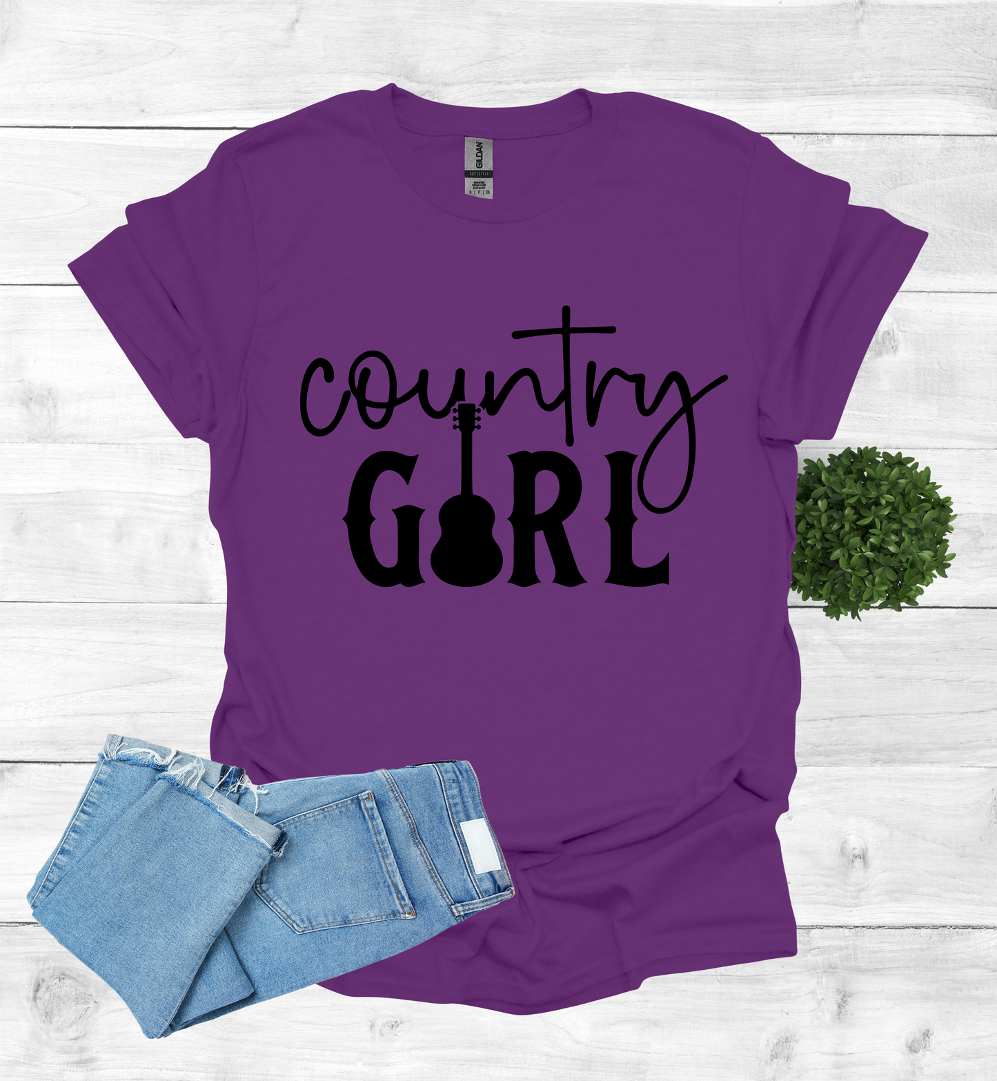 Country Girl Words with a Guitar as the I in the word Girl