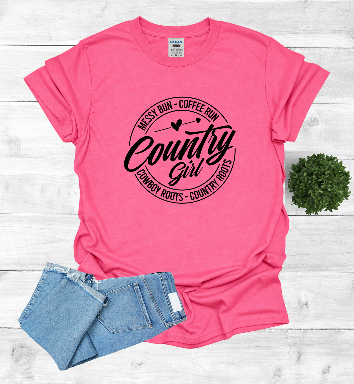 Country Girl Messy Bun, Coffee Run T-Shirt