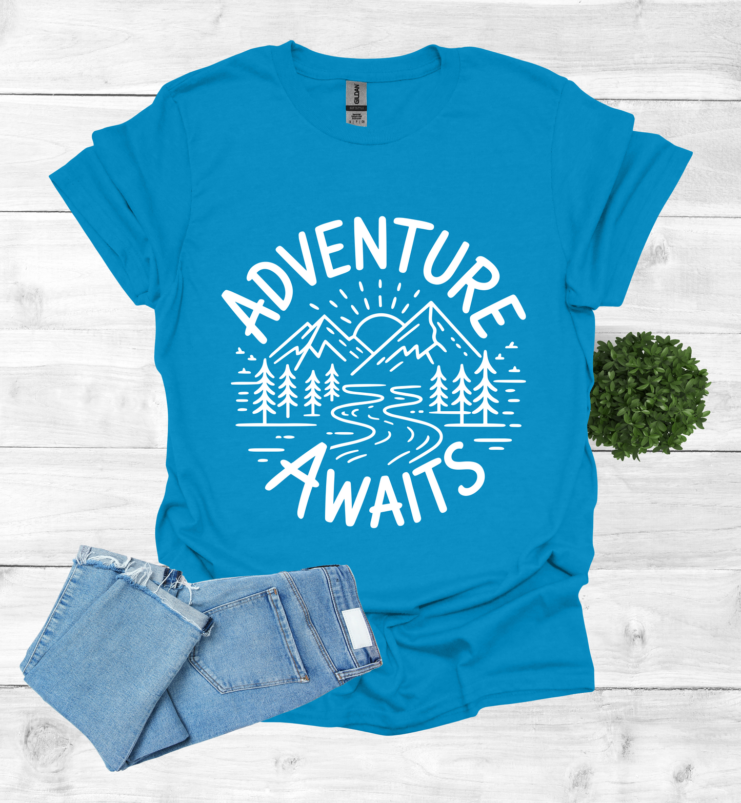 Adventure awaits mountain scene