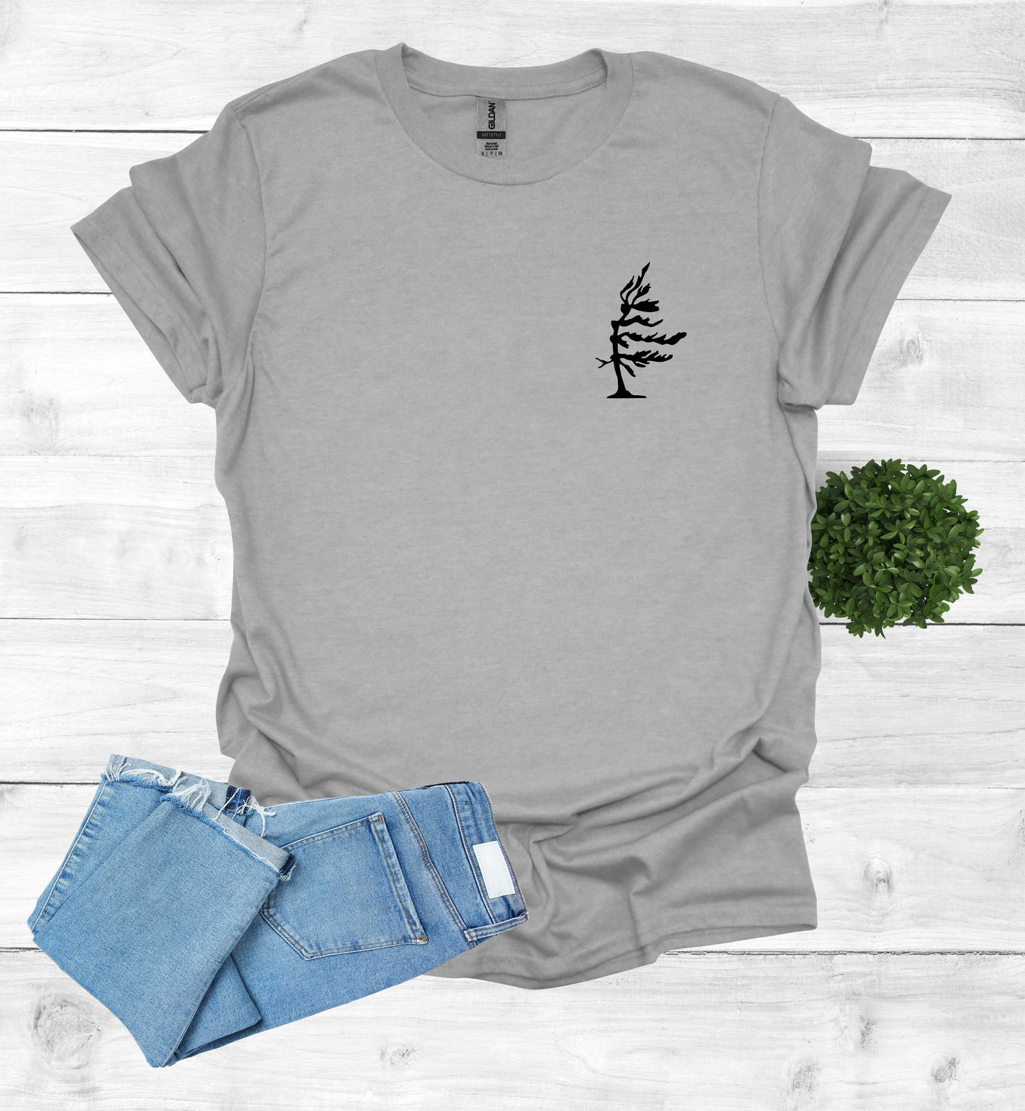 Wind Swept Pine Tree Chest Logo