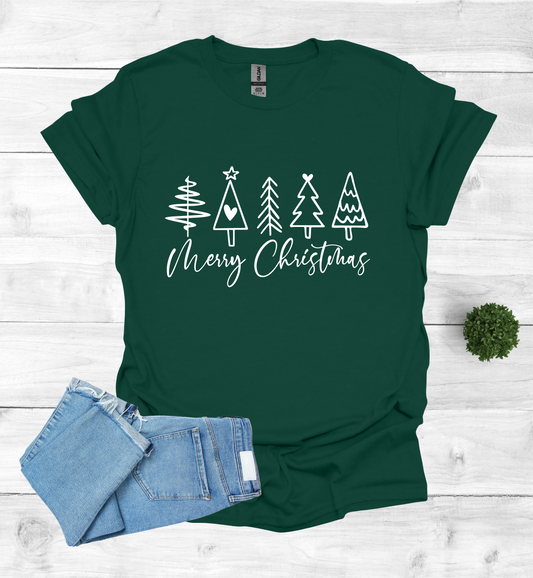 Merry Christmas Shirt with 5 Trees