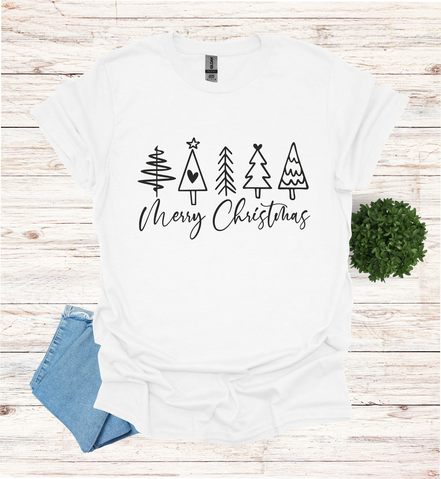 Merry Christmas Shirt with 5 Trees