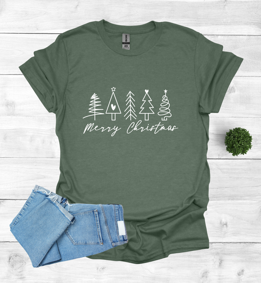 5 Christmas trees with Merry Christmas