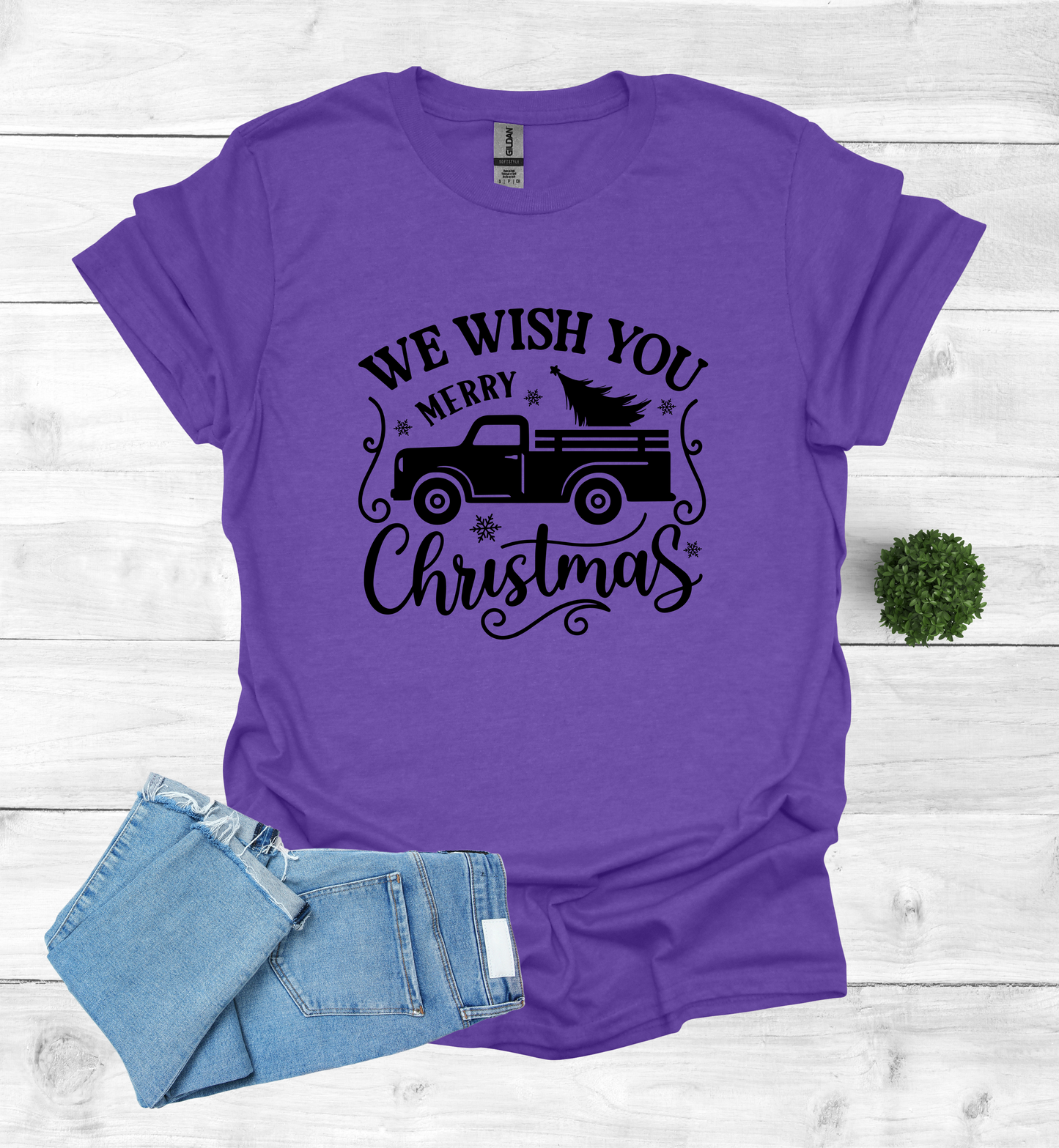 Merry Christmas with a vintage truck & tree