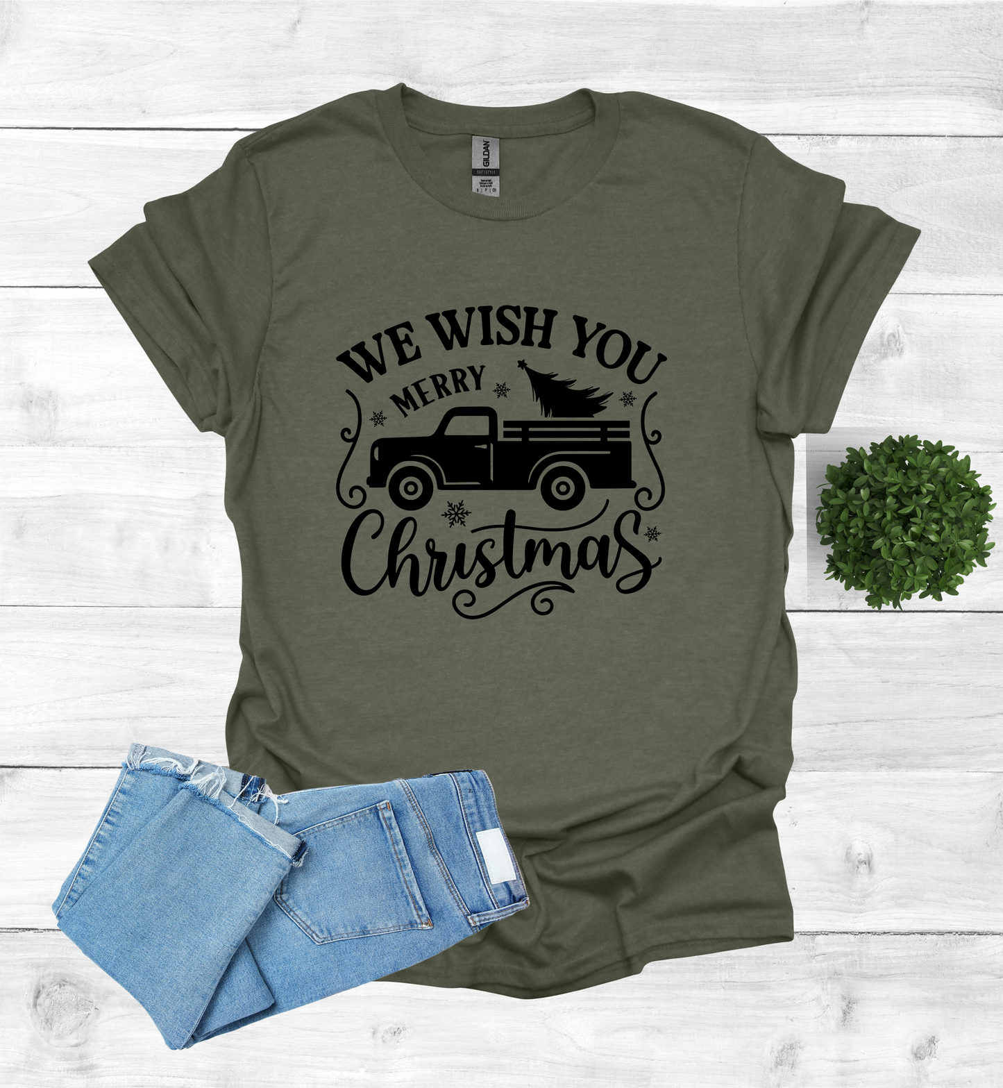 Merry Christmas with a vintage truck & tree