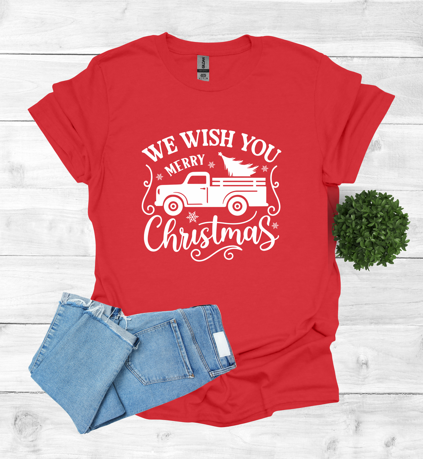 Merry Christmas with a vintage truck & tree