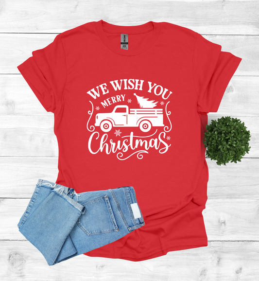 Merry Christmas with a vintage truck & tree