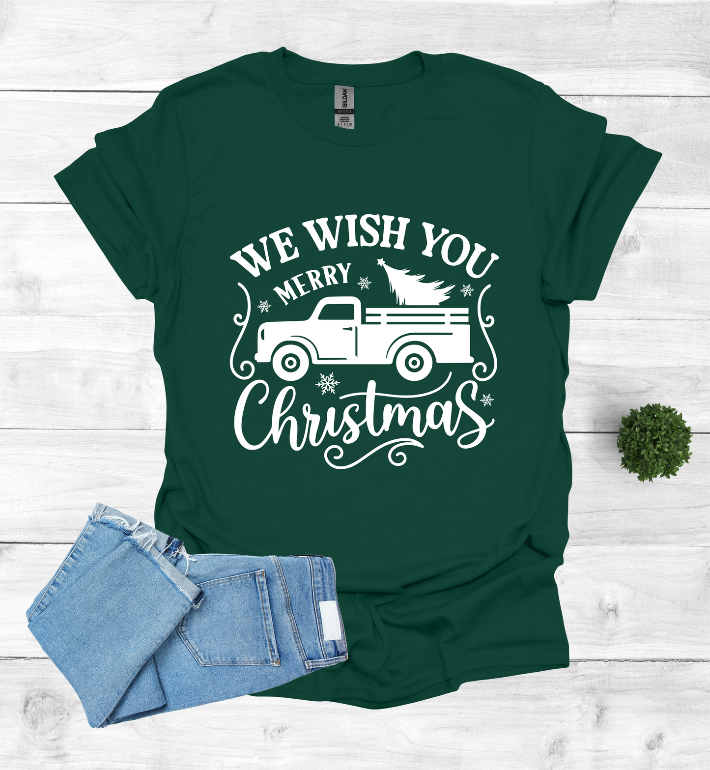 Merry Christmas with a vintage truck & tree