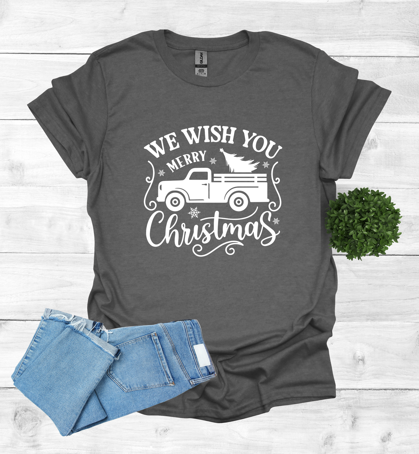 Merry Christmas with a vintage truck & tree