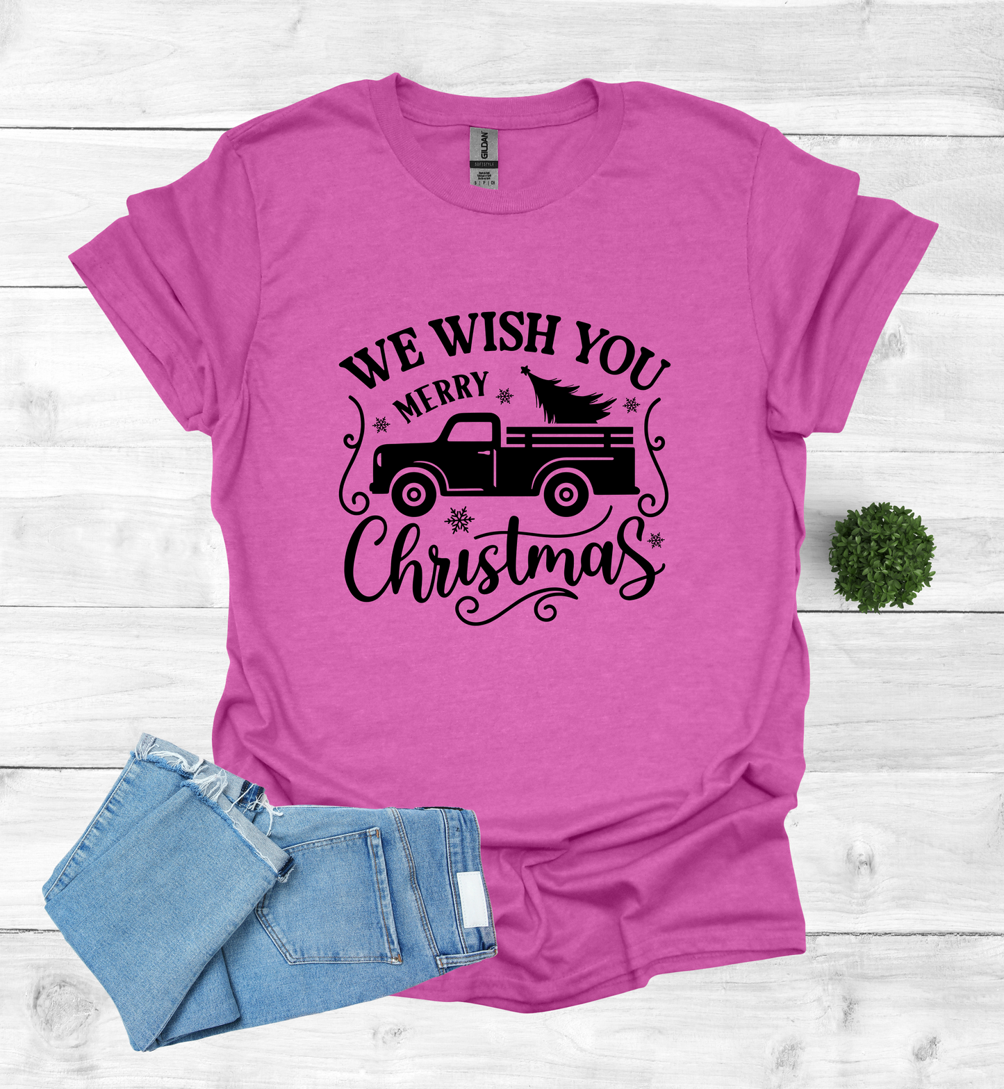Merry Christmas with a vintage truck & tree