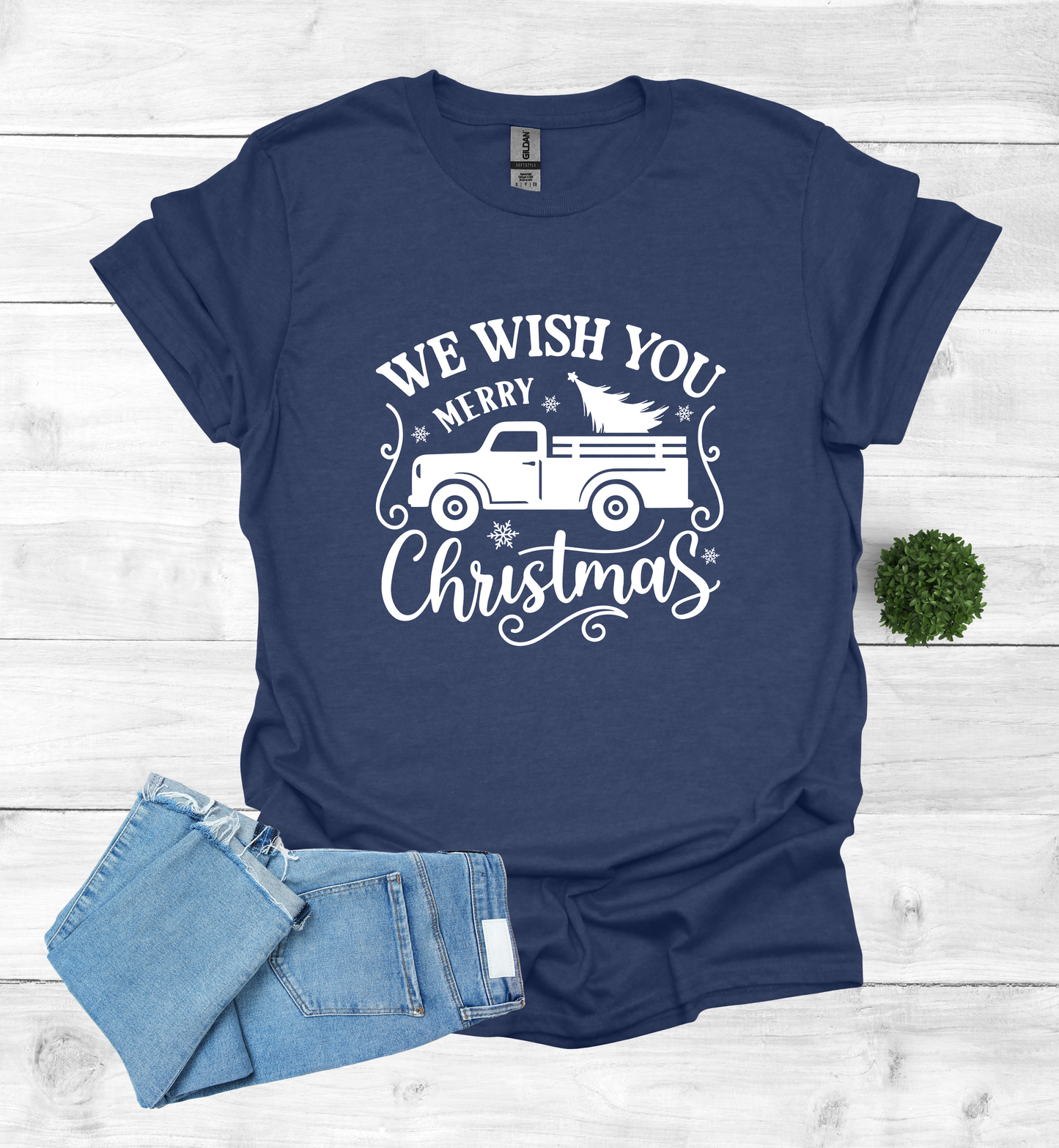 Merry Christmas with a vintage truck & tree