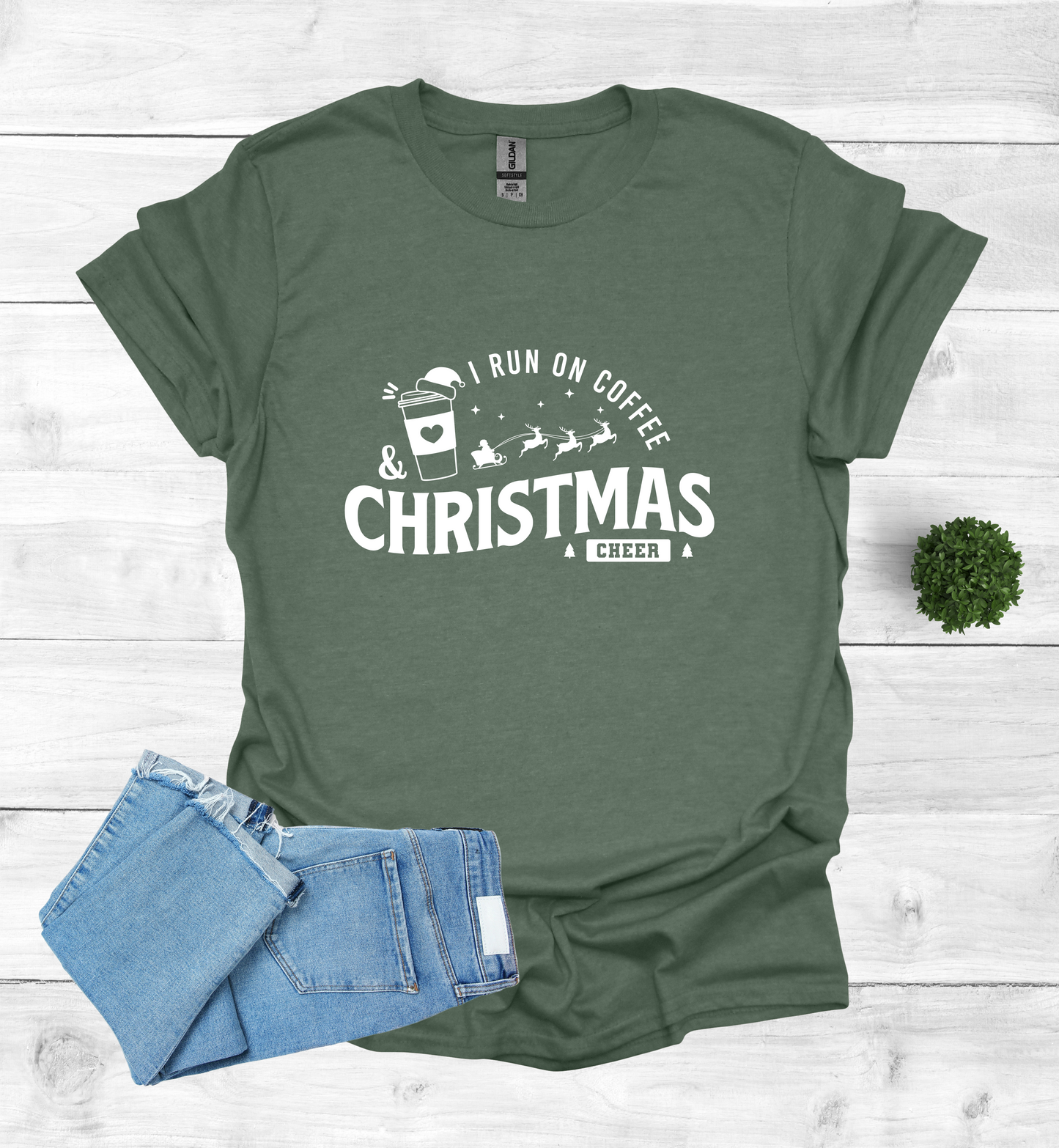 I Run on Coffee and Christmas Cheers Shirt