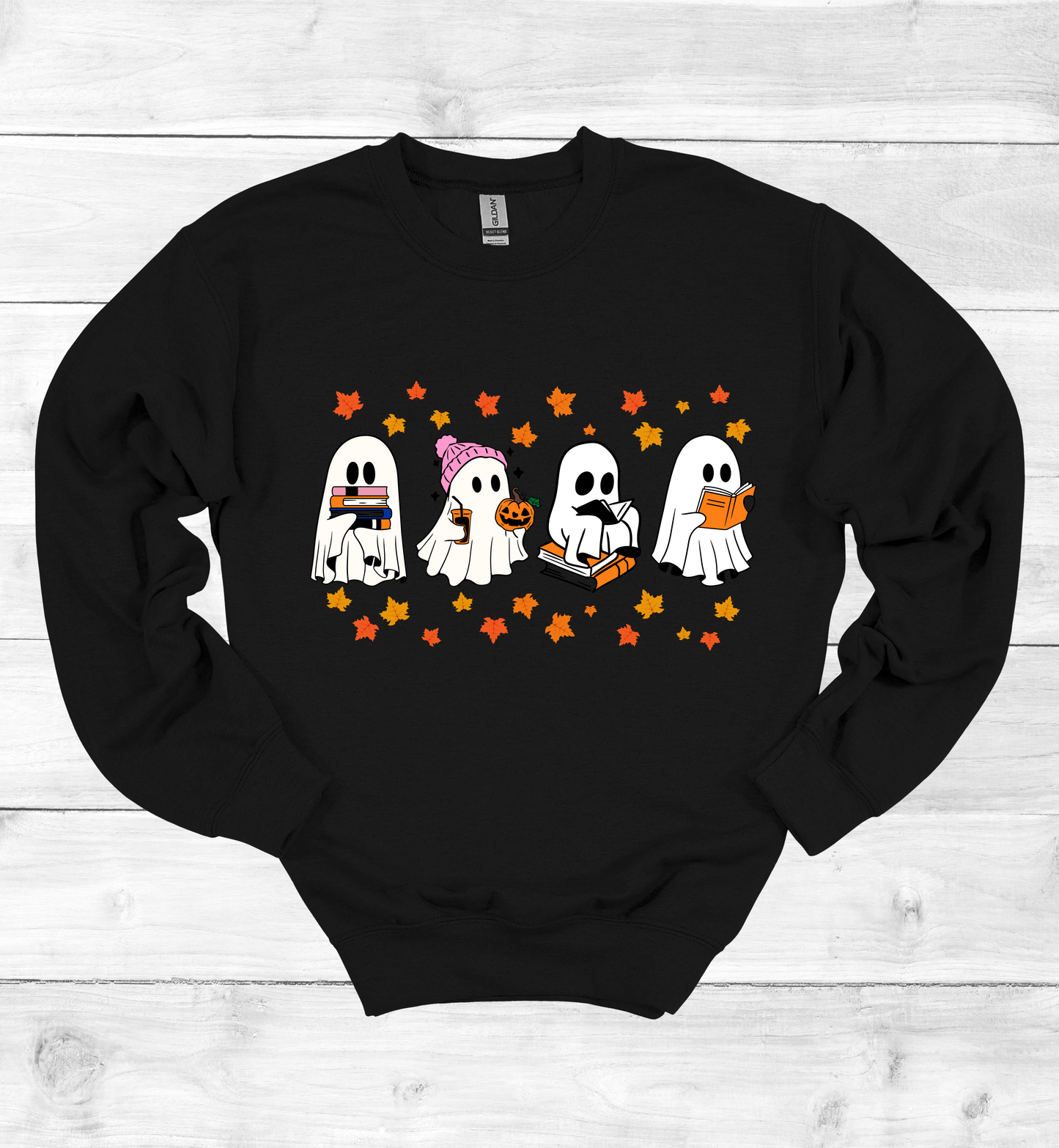 Ghost Reading Books Halloween Sweatshirt