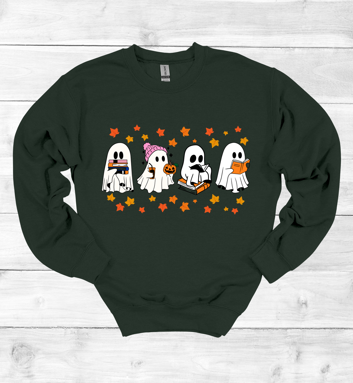 Ghost Reading Books Halloween Sweatshirt