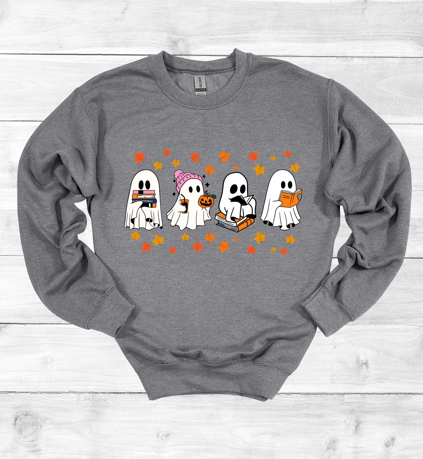 Ghost Reading Books Halloween Sweatshirt