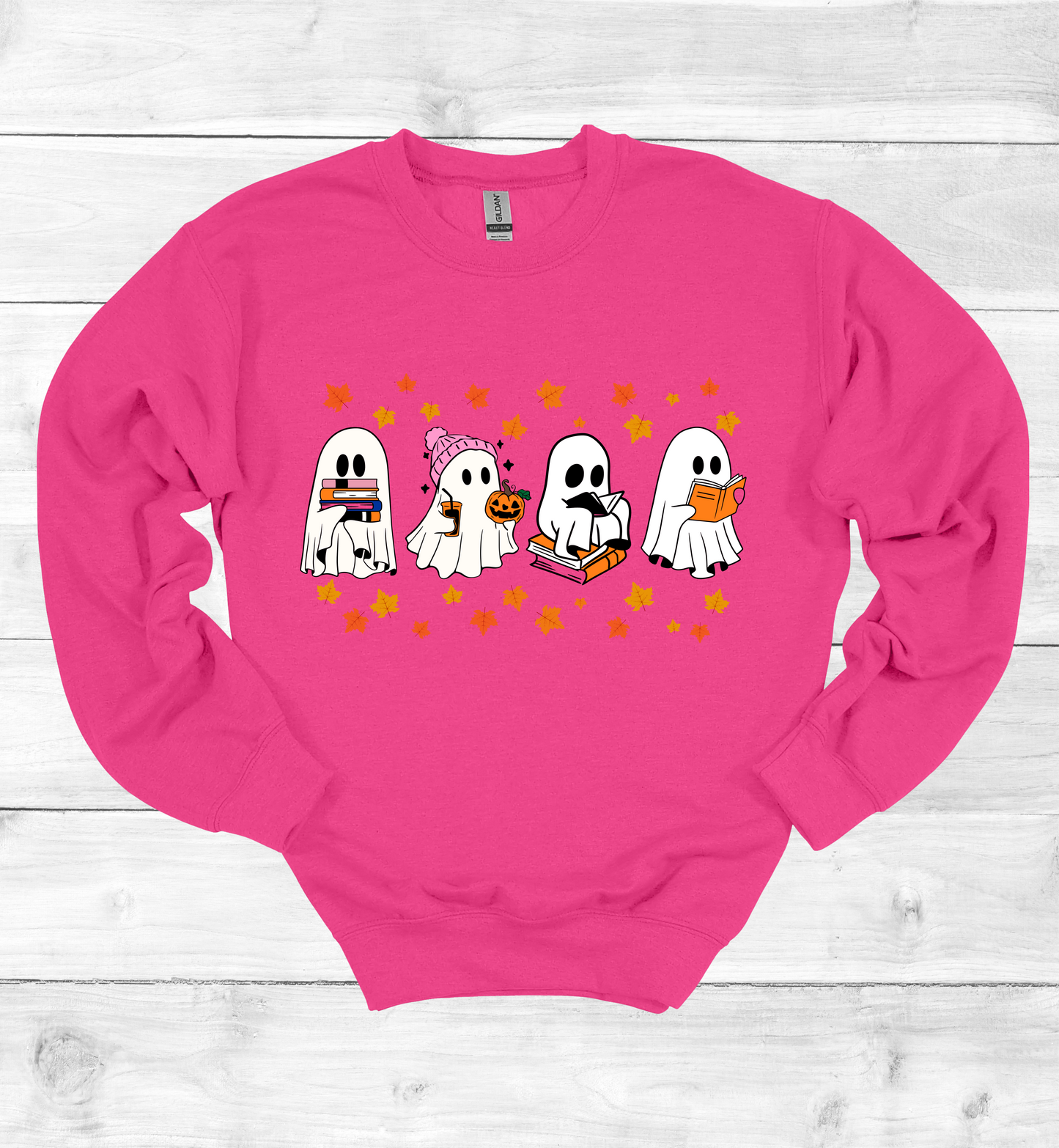 Ghost Reading Books Halloween Sweatshirt