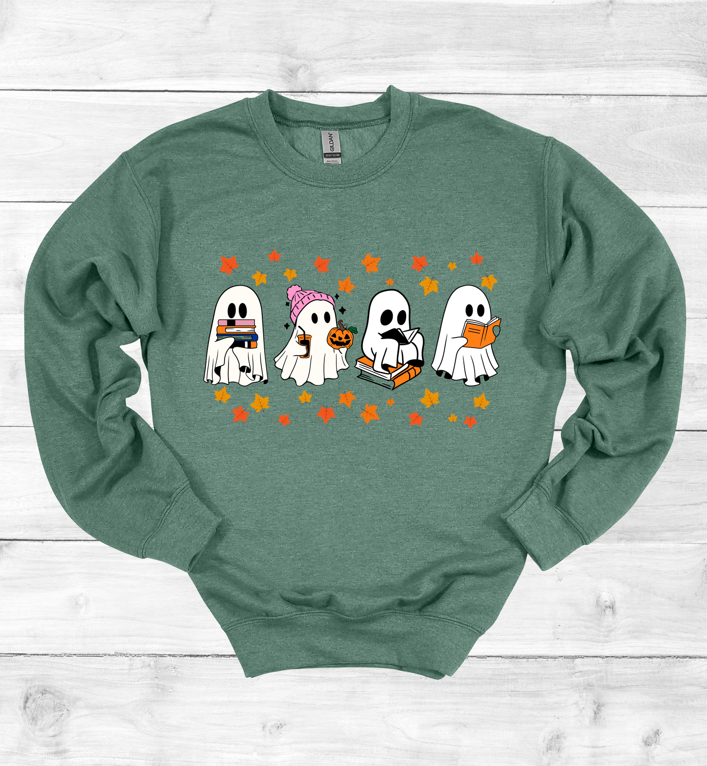 Ghost Reading Books Halloween Sweatshirt