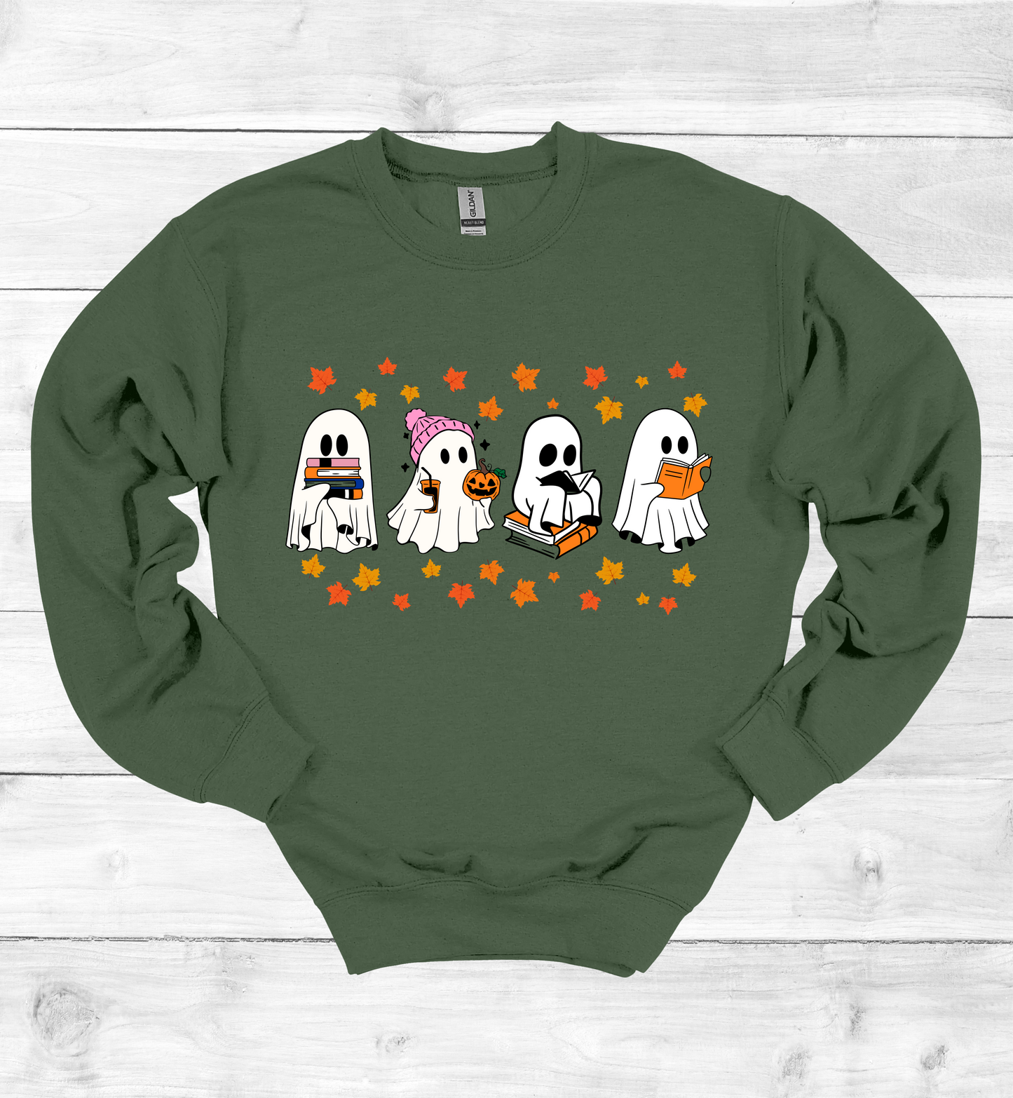 Ghost Reading Books Halloween Sweatshirt