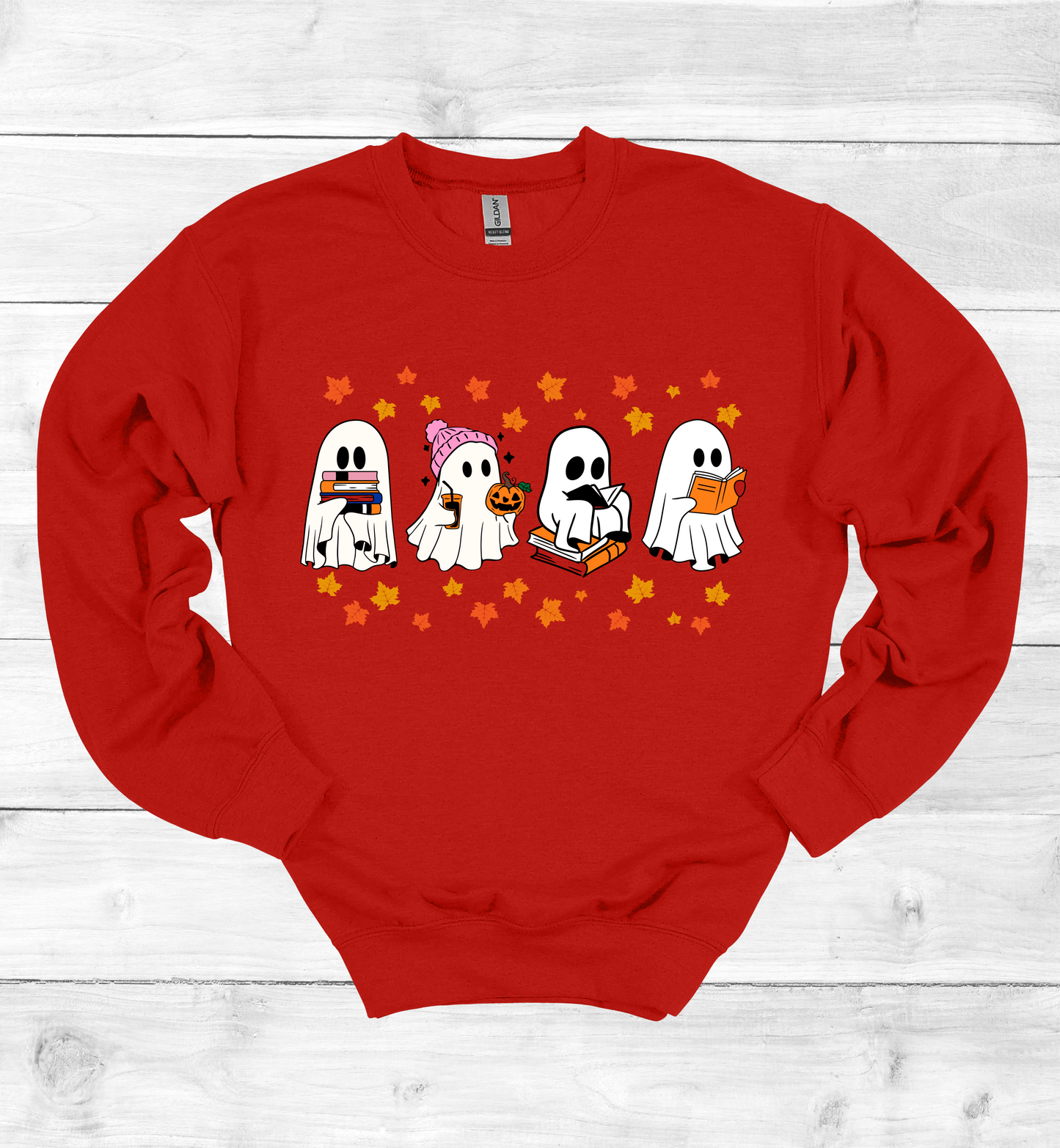 Ghost Reading Books Halloween Sweatshirt