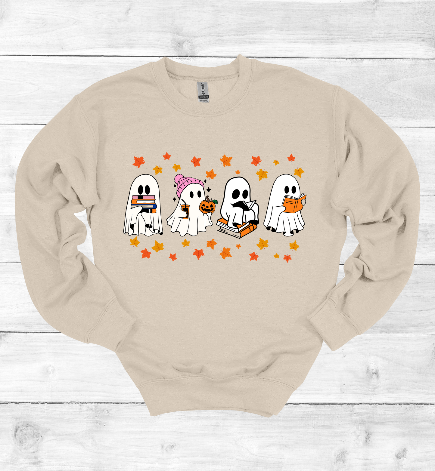 Ghost Reading Books Halloween Sweatshirt