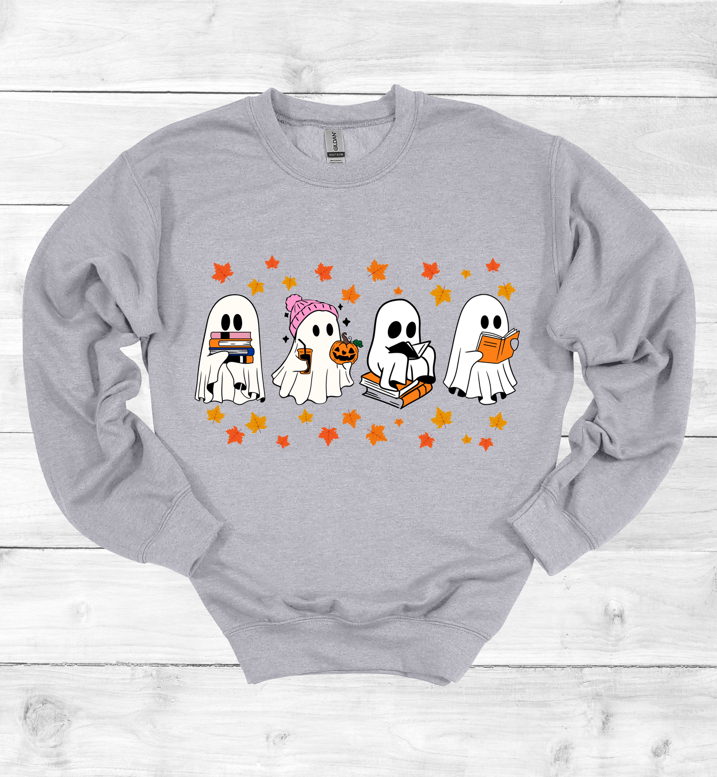 Ghost Reading Books Halloween Sweatshirt