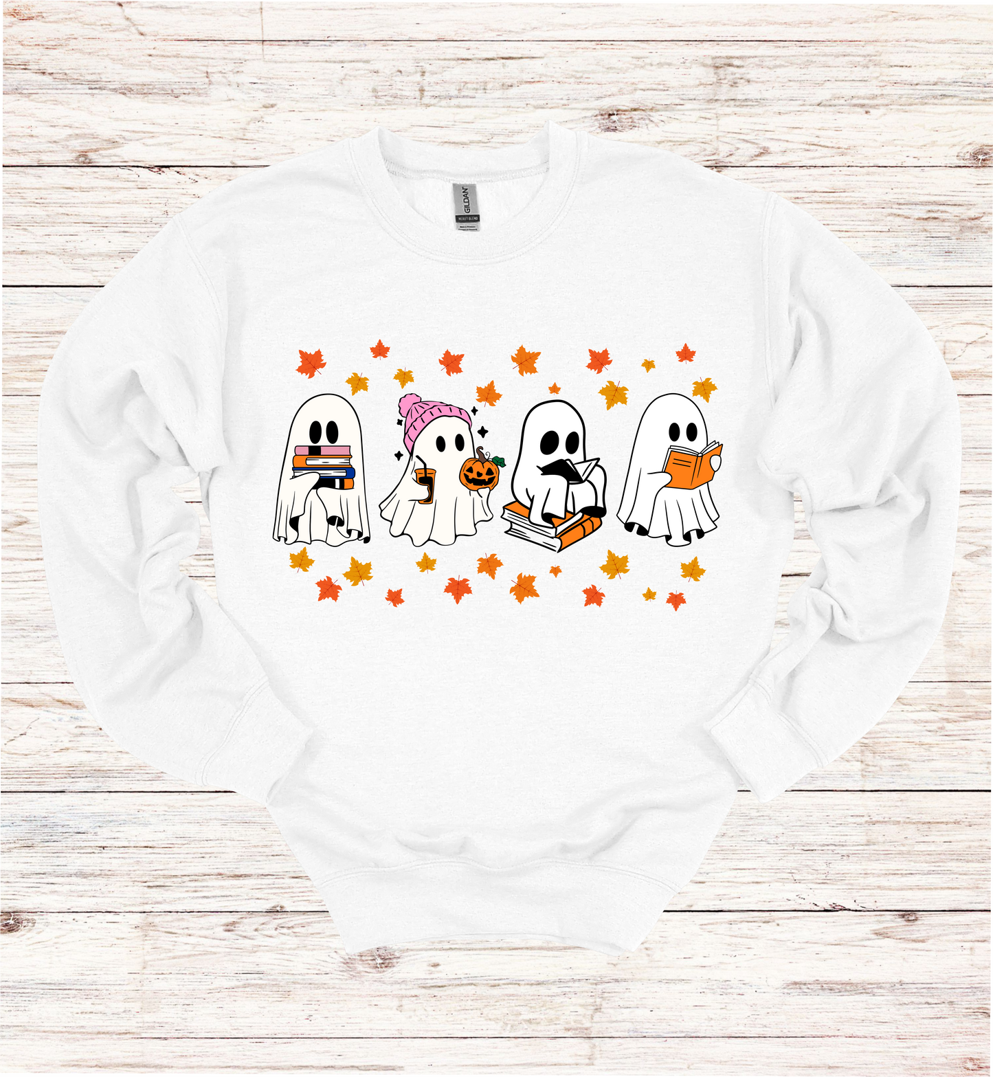 Ghost Reading Books Halloween Sweatshirt