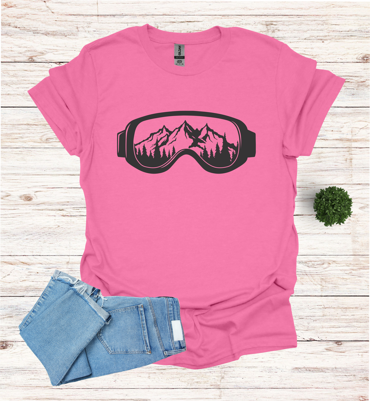 Snow Goggles Mountain Scene T-Shirt