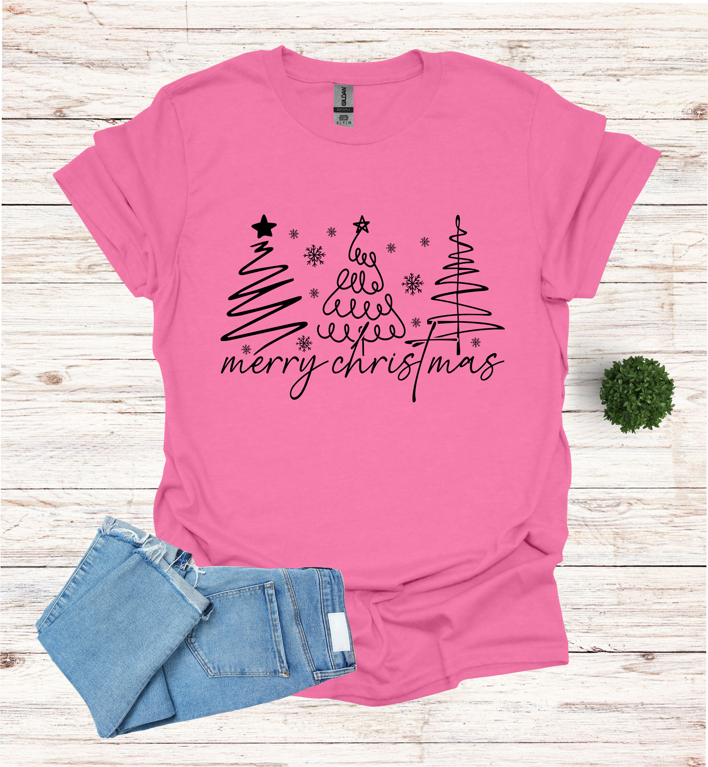 Christmas Trees with Merry Christmas