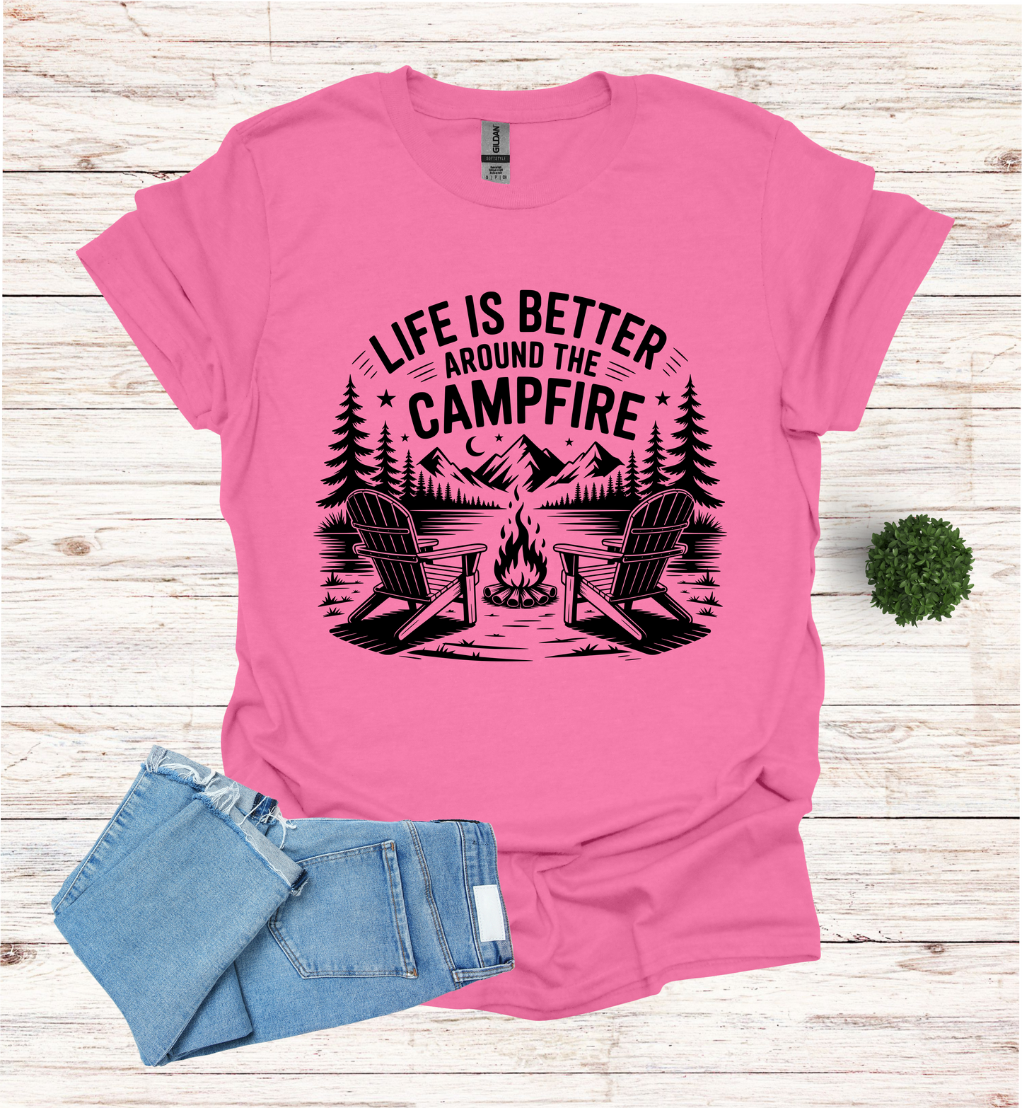 Life is better around the campfire scene
