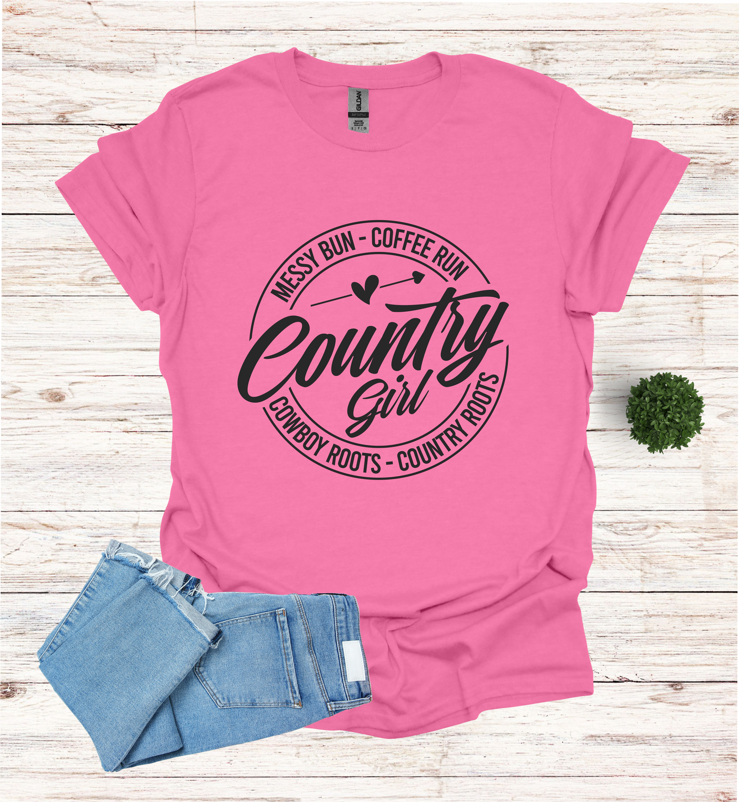 Country Girl Messy Bun, Coffee Run T-Shirt