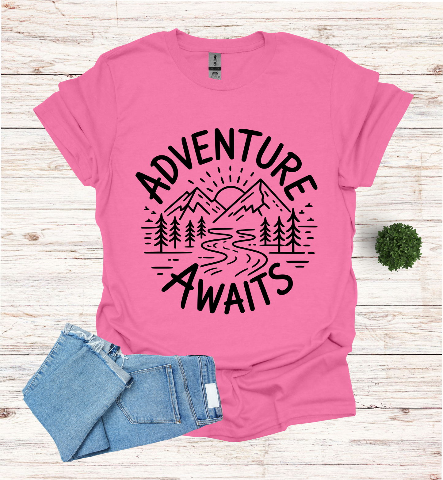 Adventure awaits mountain scene