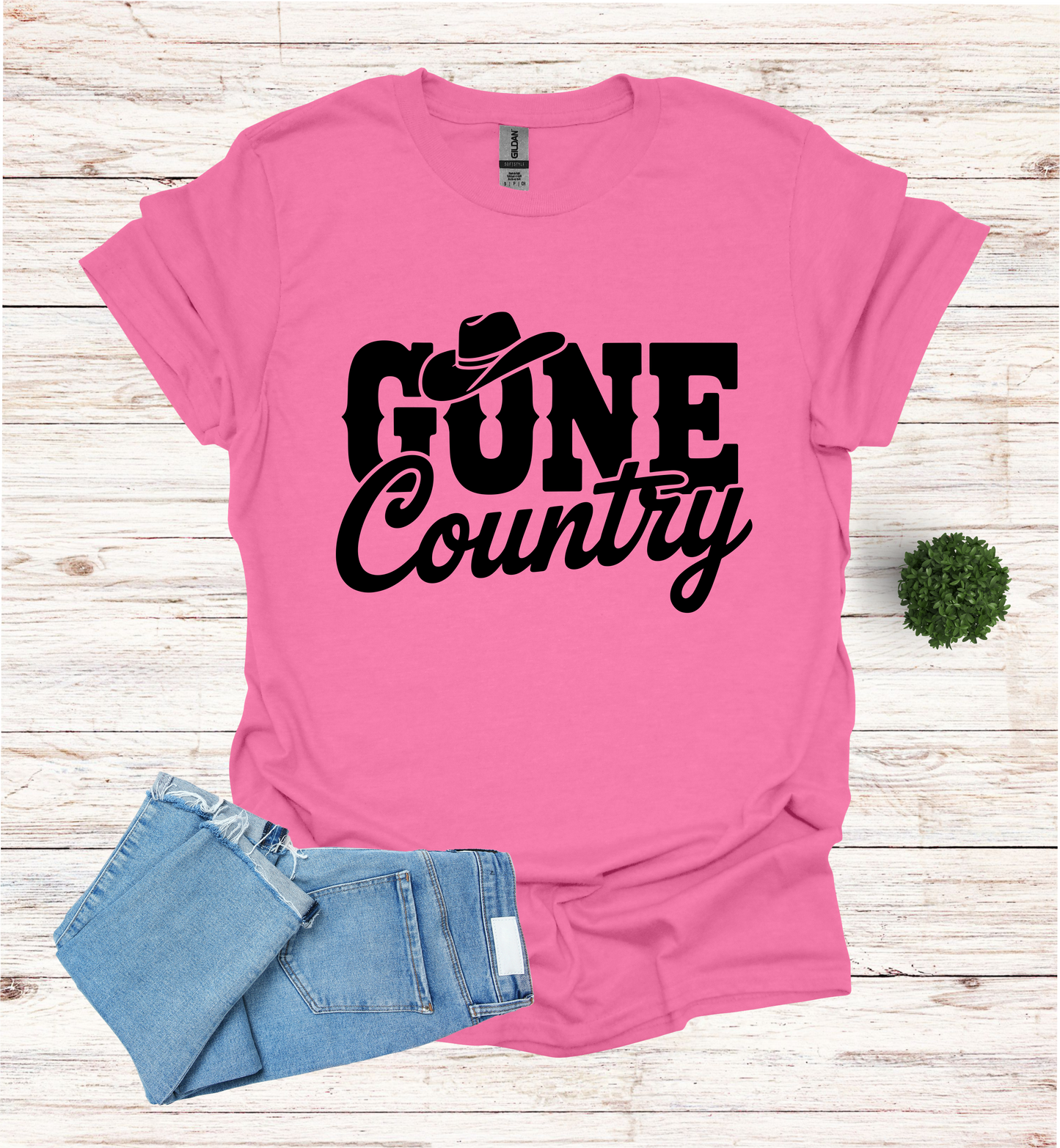 Gone Country saying with small Cowboy Hat