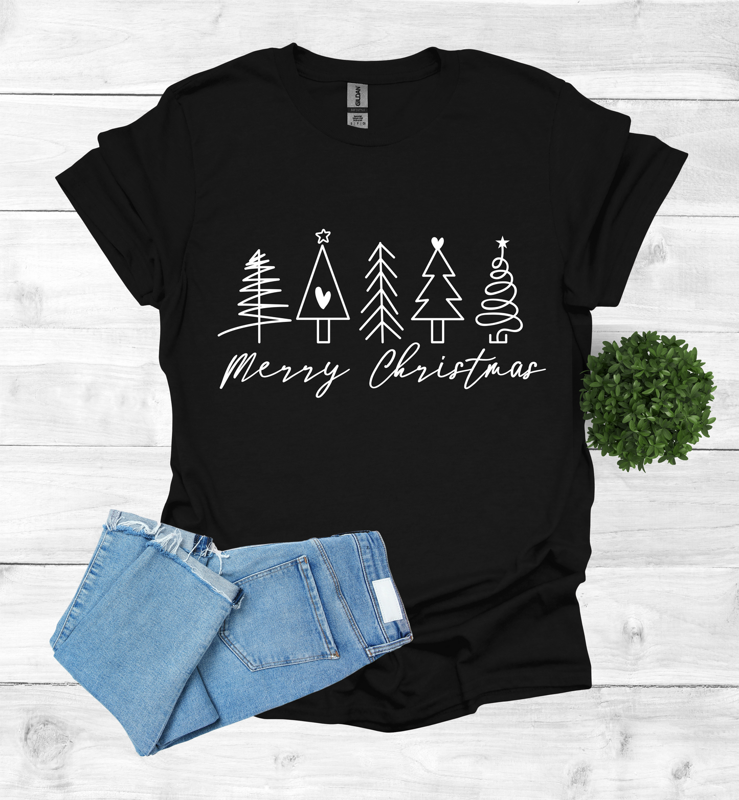 5 Christmas trees with Merry Christmas