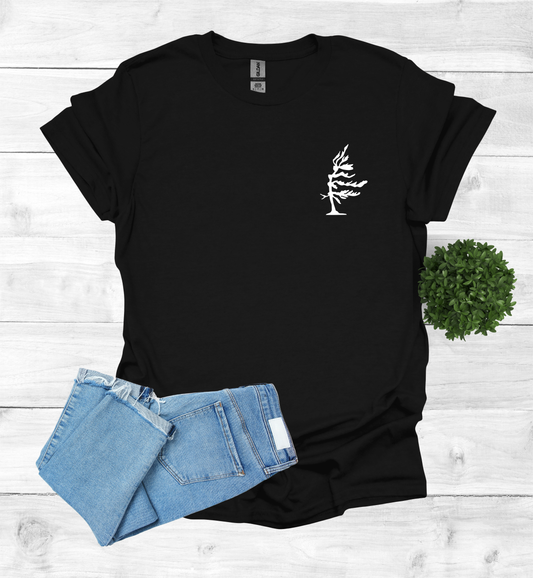 Wind Swept Pine Tree Chest Logo