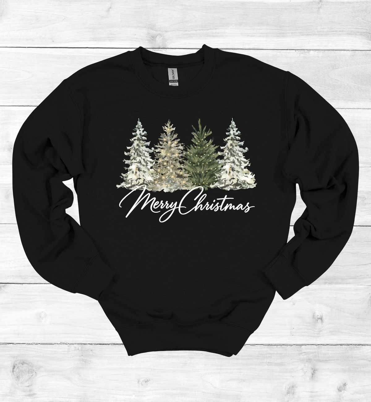 Merry Christmas with Watercolor Christmas Trees