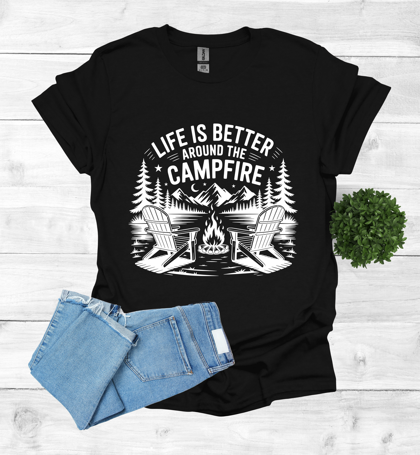 Life is better around the campfire scene