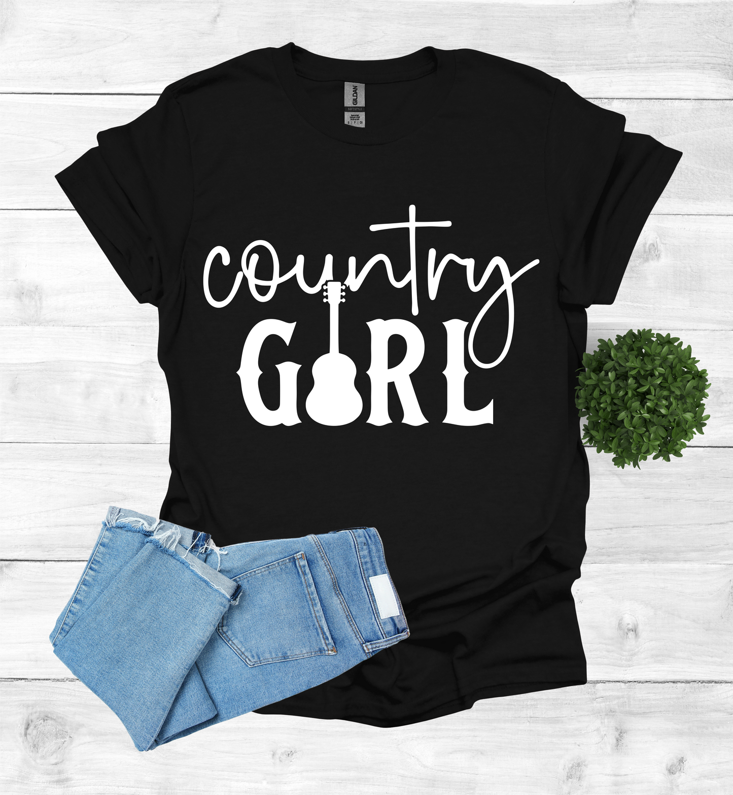 Country Girl Words with a Guitar as the I in the word Girl