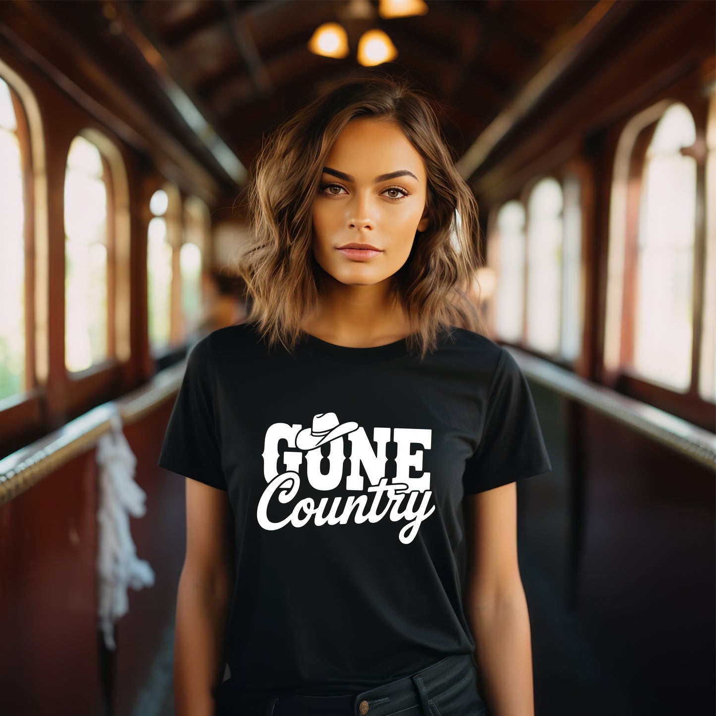 Gone Country saying with small Cowboy Hat